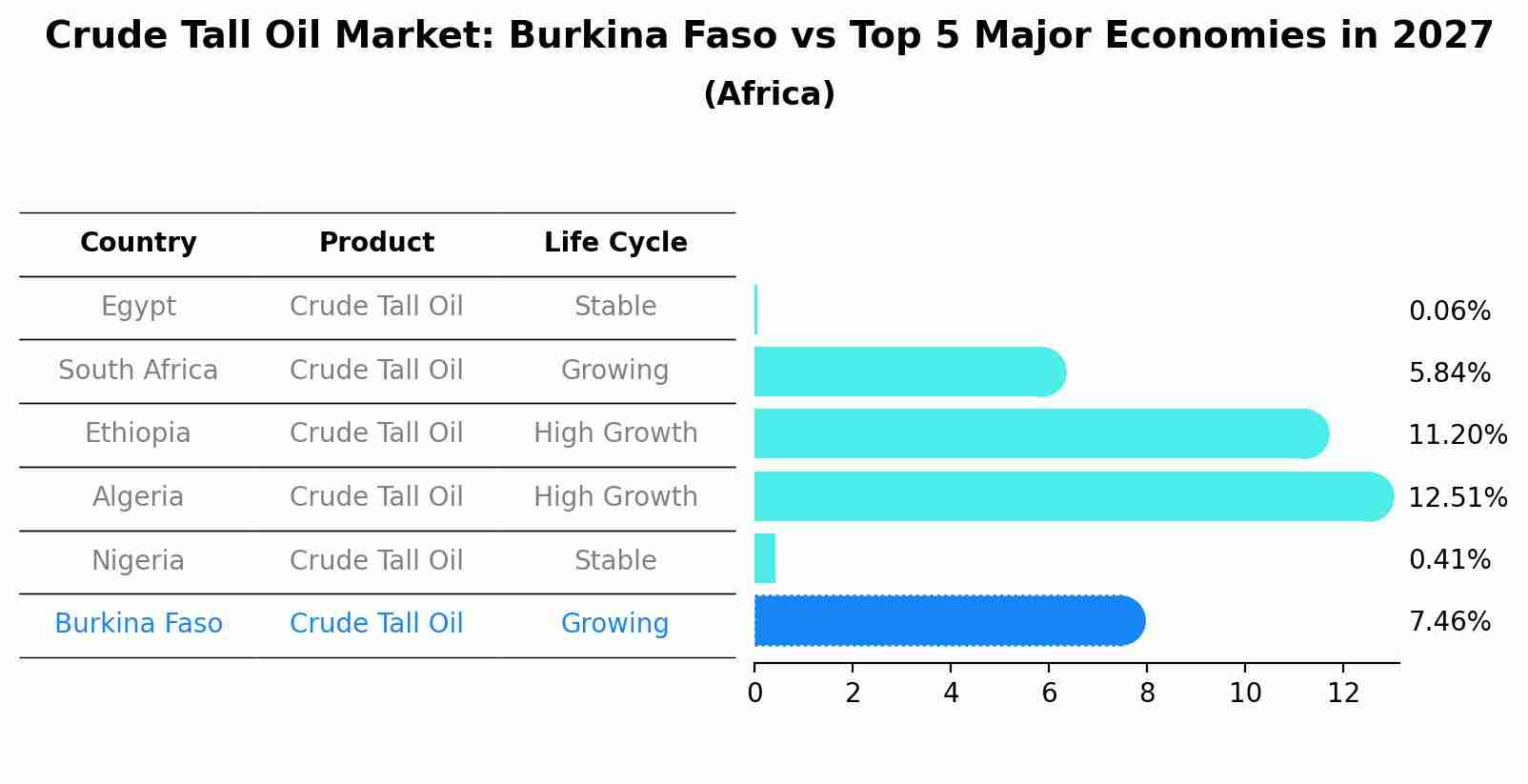 Crude Tall Oil Market: Burkina Faso vs Top 5 Major Economies in 2027 (Africa)