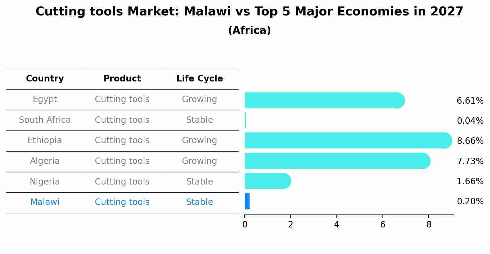 Cutting tools Market: Malawi vs Top 5 Major Economies in 2027 (Africa)