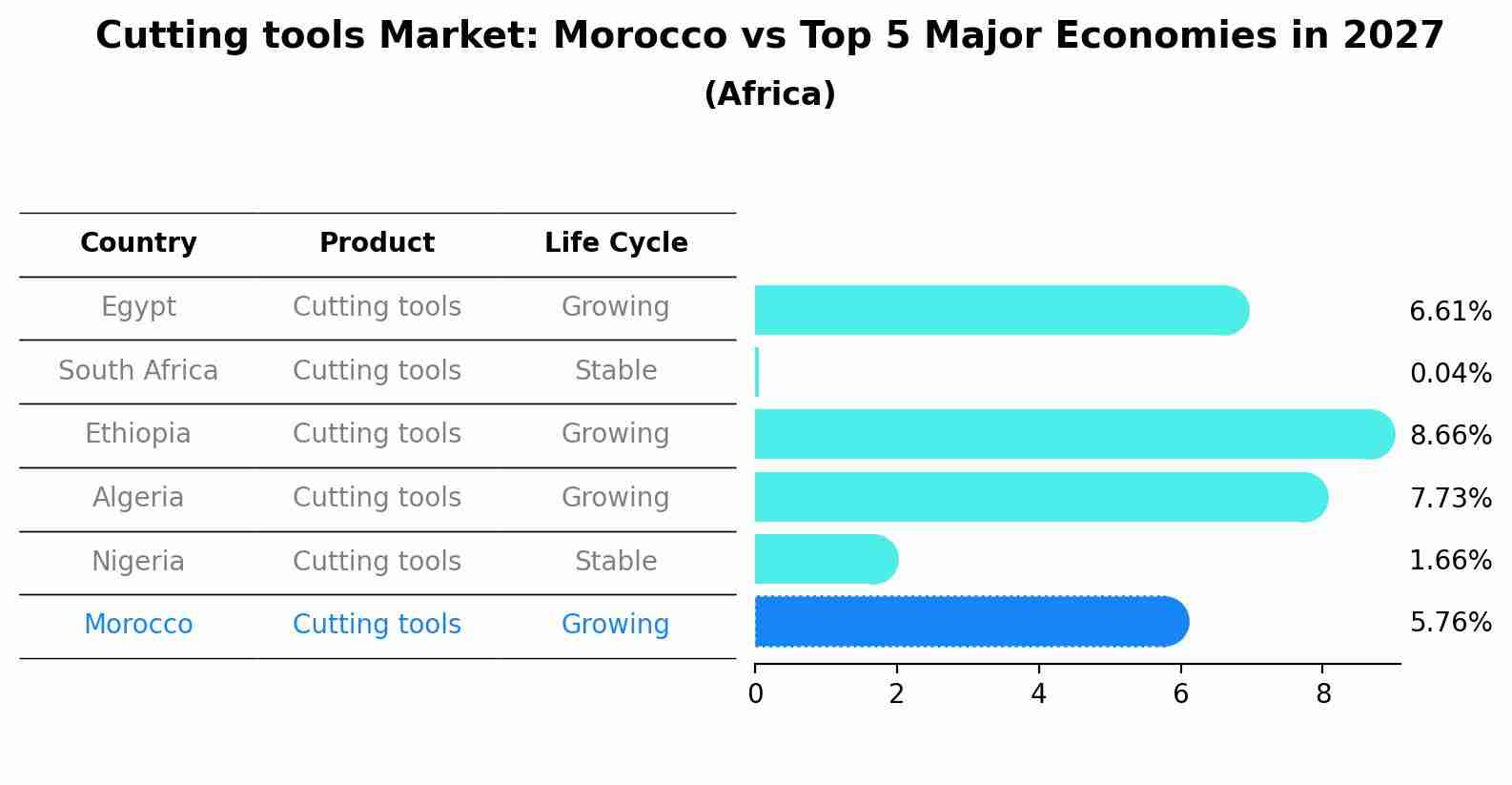 Cutting tools Market: Morocco vs Top 5 Major Economies in 2027 (Africa)