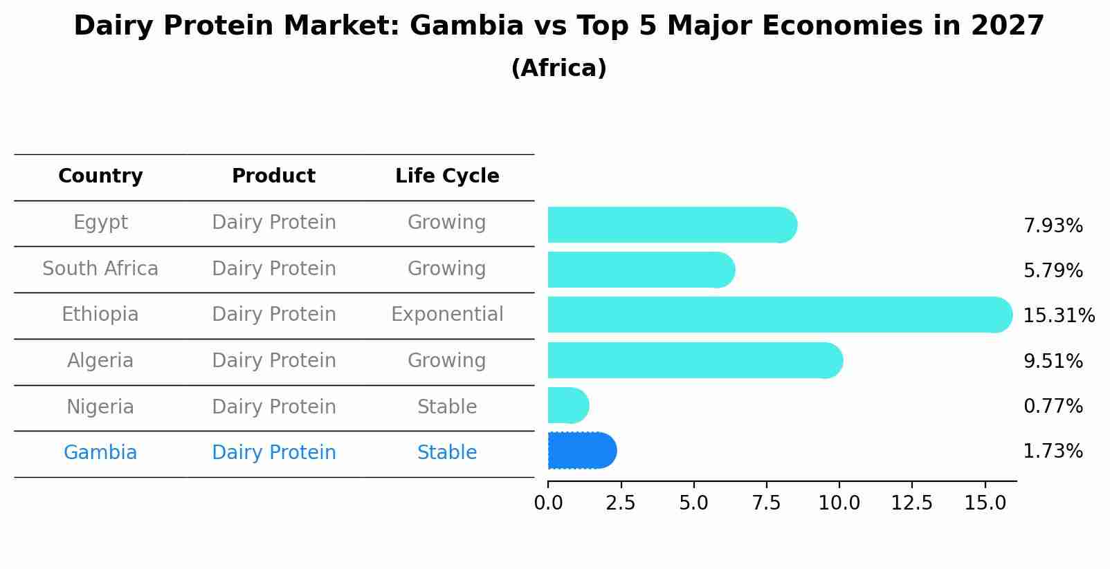 Dairy Protein Market: Gambia vs Top 5 Major Economies in 2027 (Africa)