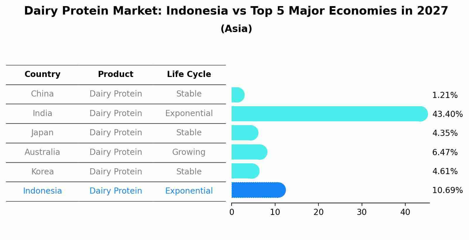 Dairy Protein Market: Indonesia vs Top 5 Major Economies in 2027 (Asia)