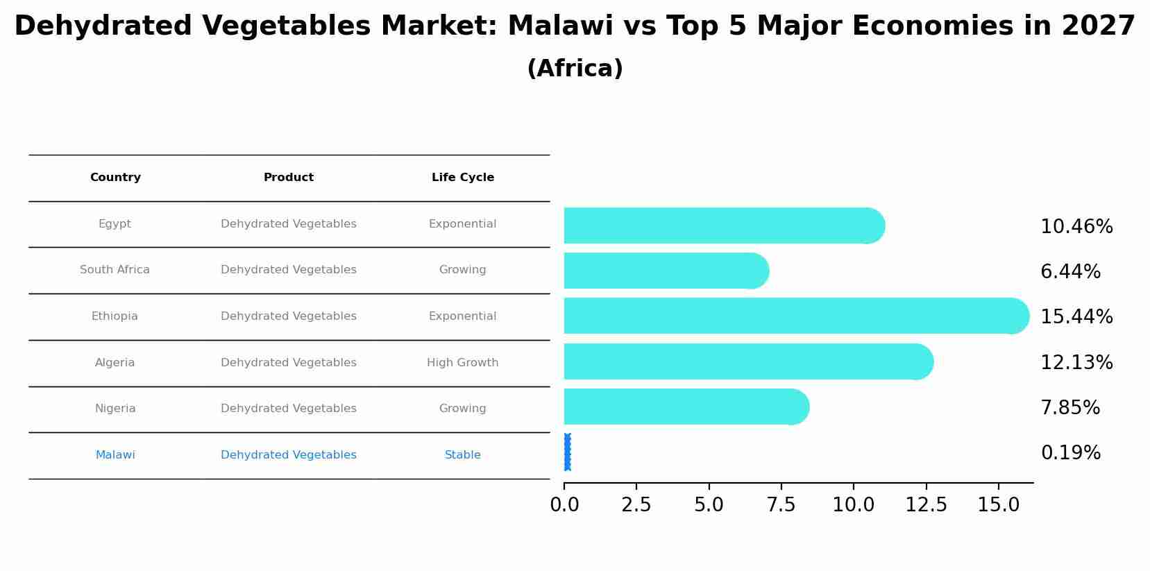 Dehydrated Vegetables Market: Malawi vs Top 5 Major Economies in 2027 (Africa)