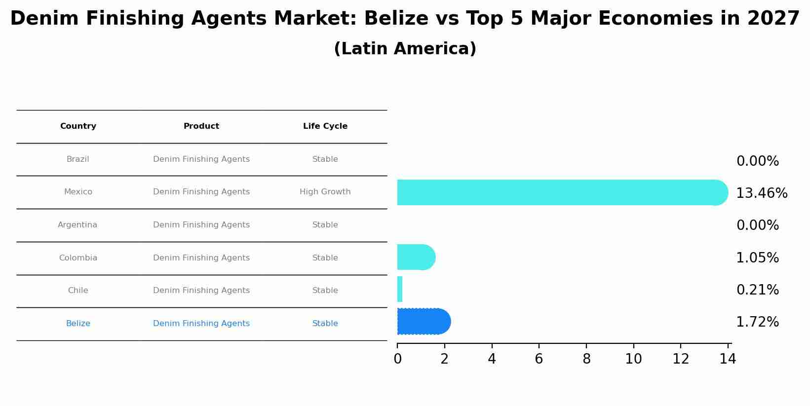 Denim Finishing Agents Market: Belize vs Top 5 Major Economies in 2027 (Latin America)