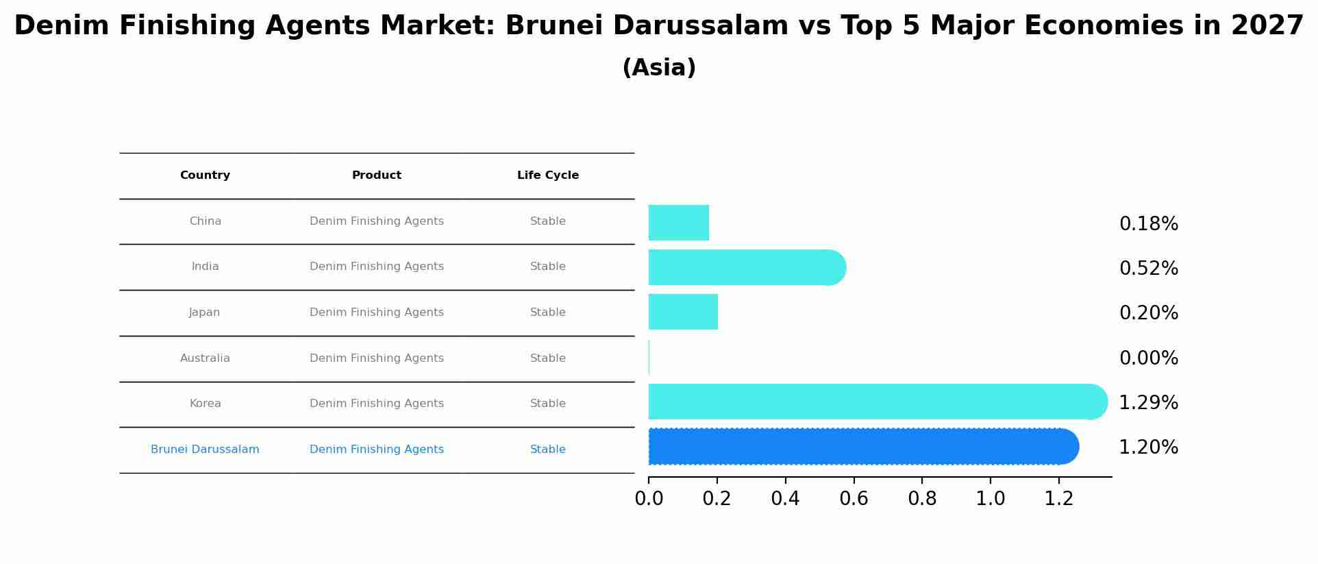 Denim Finishing Agents Market: Brunei Darussalam vs Top 5 Major Economies in 2027 (Asia)