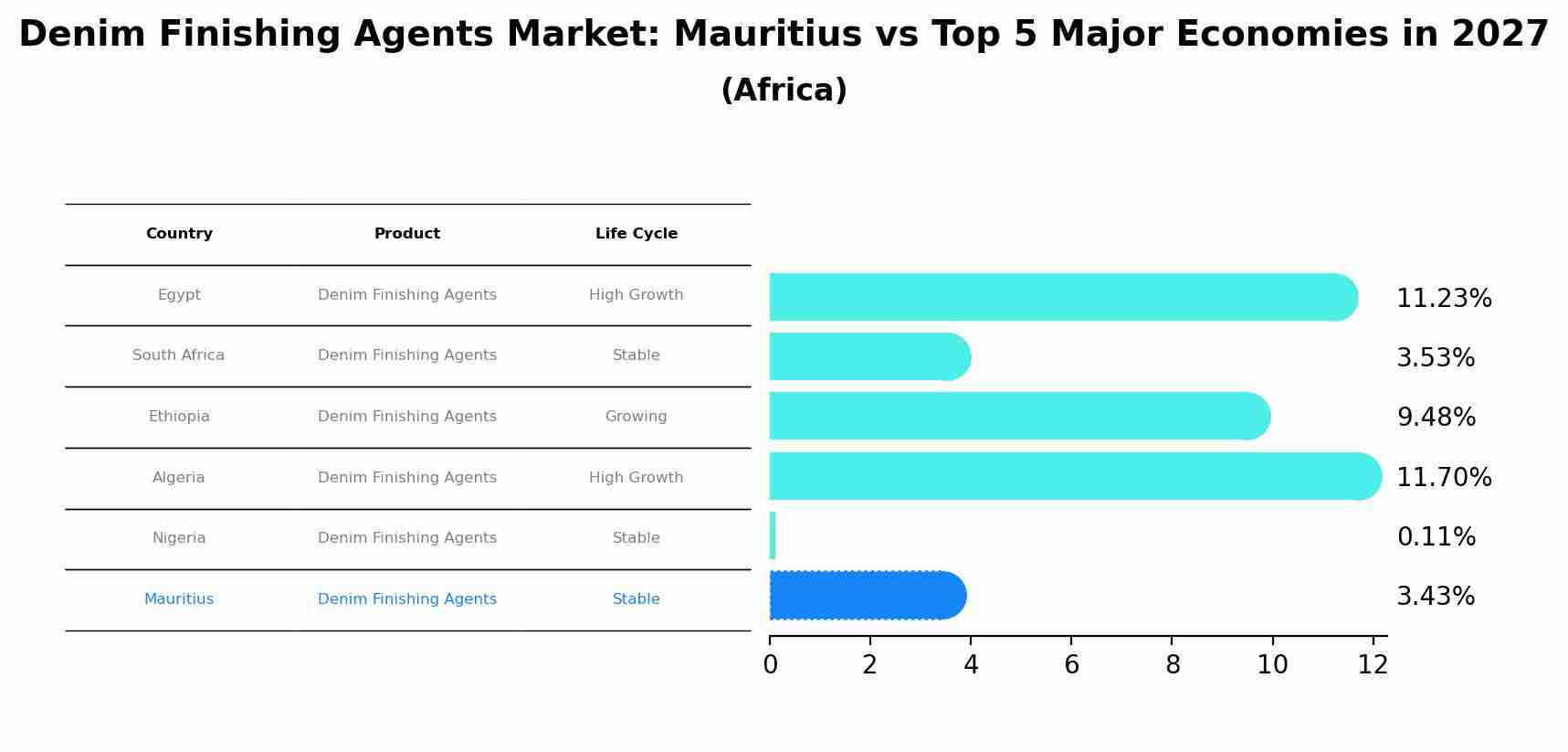 Denim Finishing Agents Market: Mauritius vs Top 5 Major Economies in 2027 (Africa)