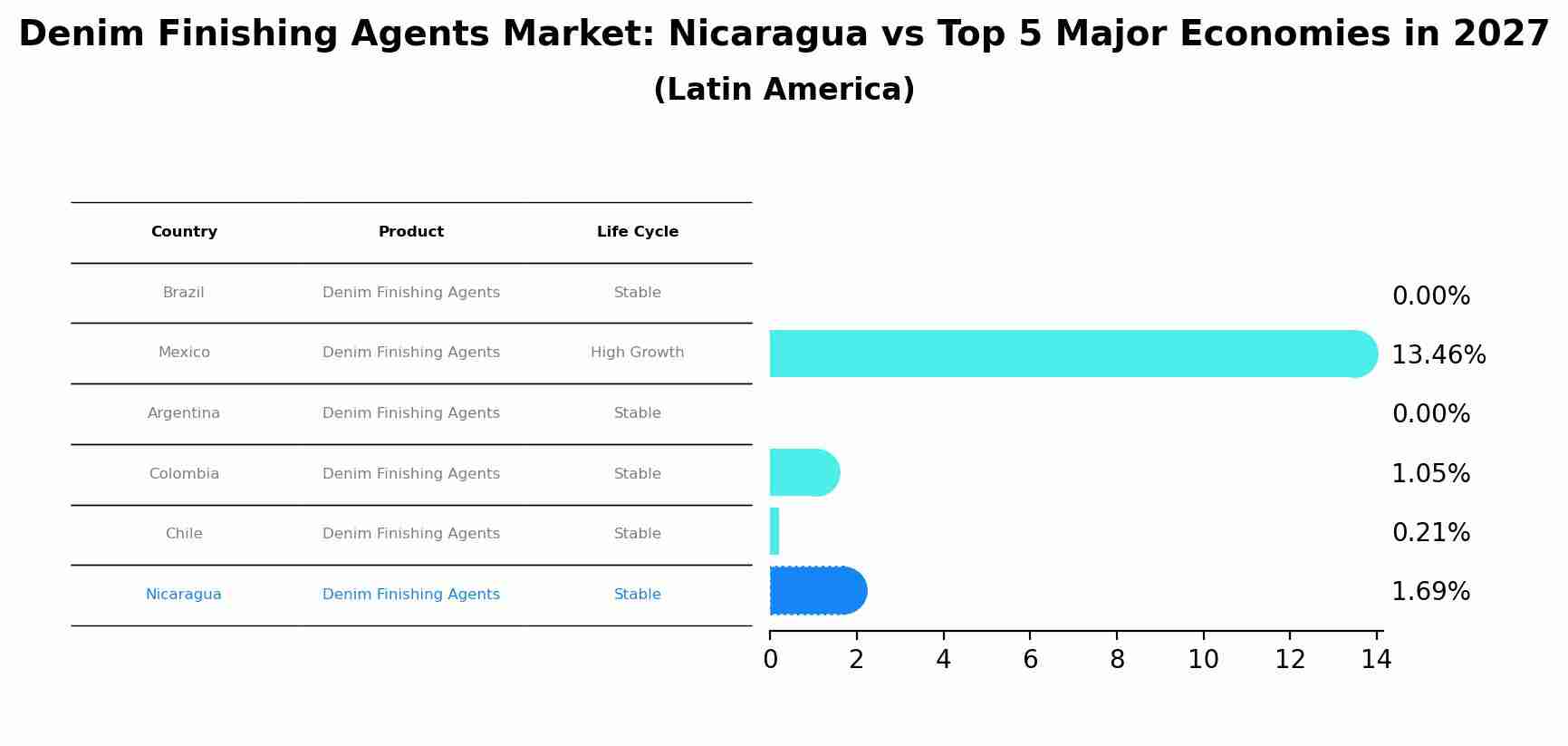 Denim Finishing Agents Market: Nicaragua vs Top 5 Major Economies in 2027 (Latin America)
