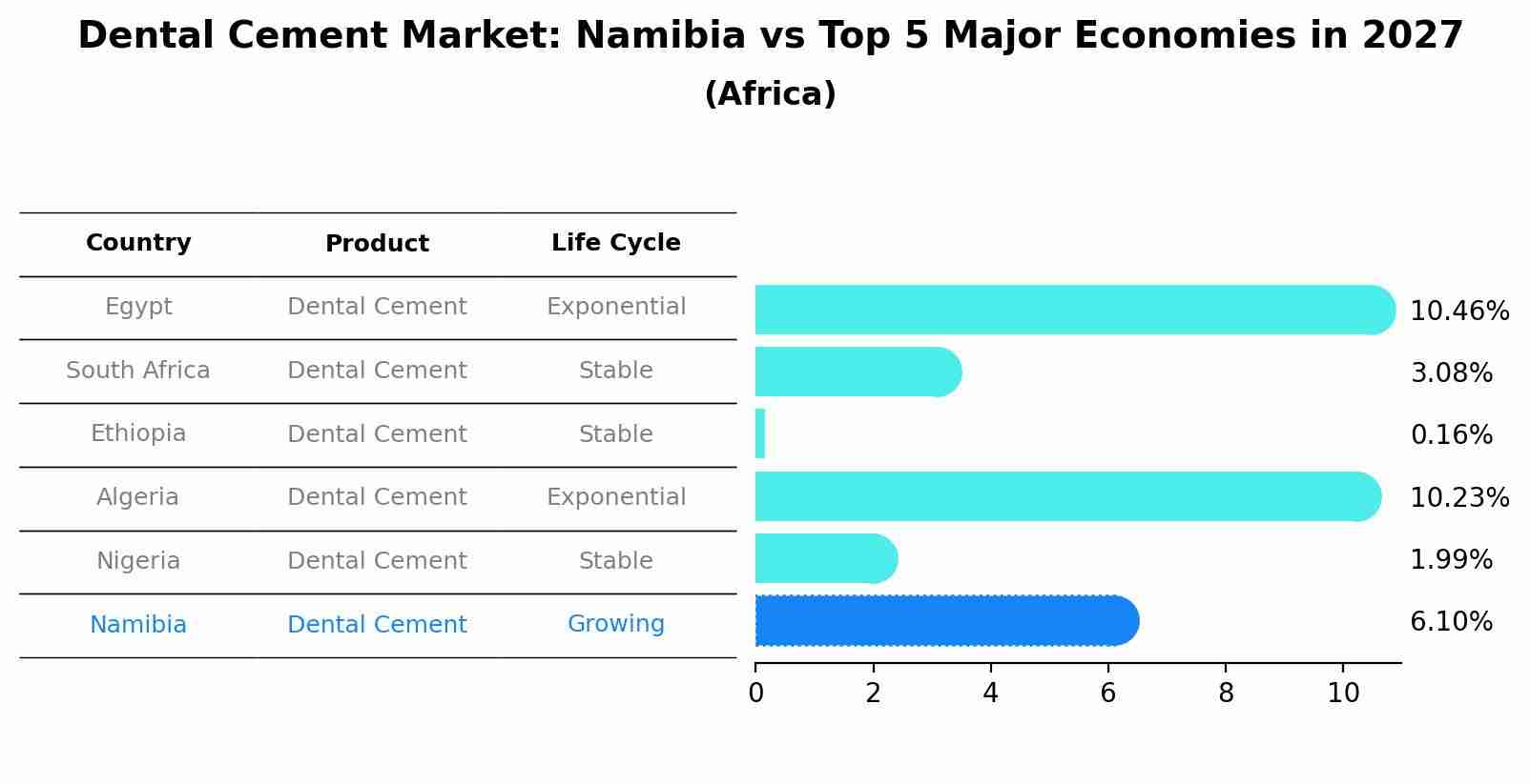 Dental Cement Market: Namibia vs Top 5 Major Economies in 2027 (Africa)
