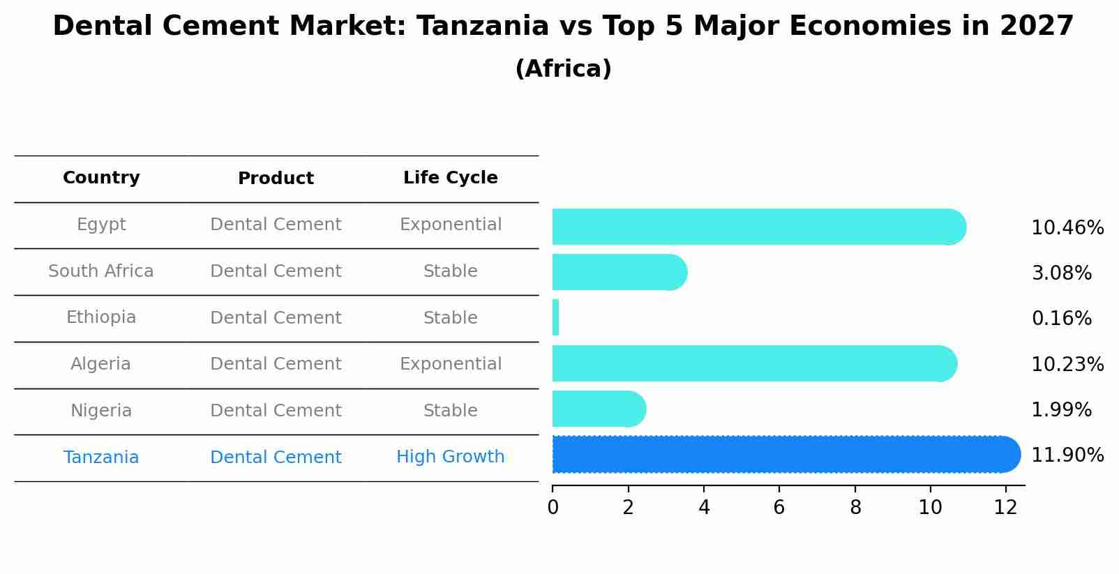 Dental Cement Market: Tanzania vs Top 5 Major Economies in 2027 (Africa)