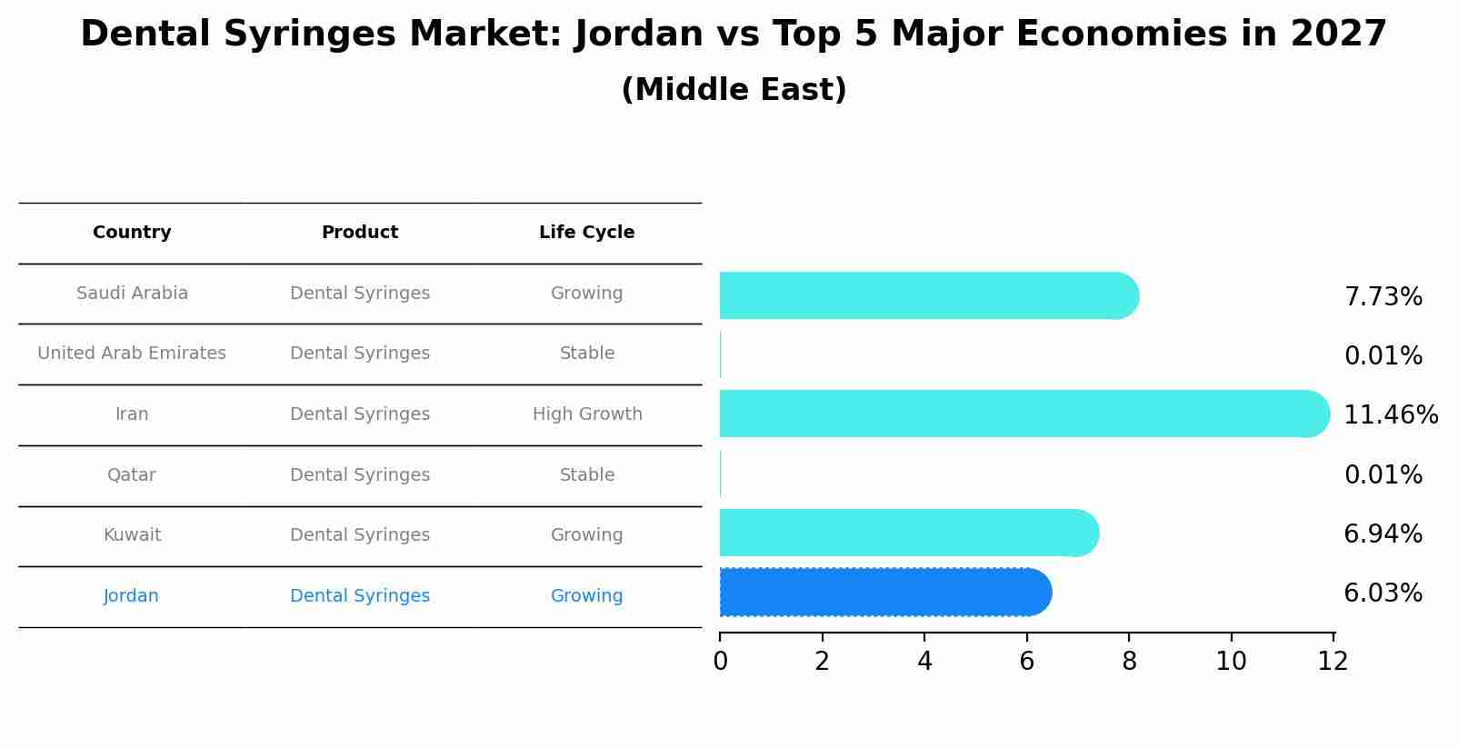 Dental Syringes Market: Jordan vs Top 5 Major Economies in 2027 (Middle East)