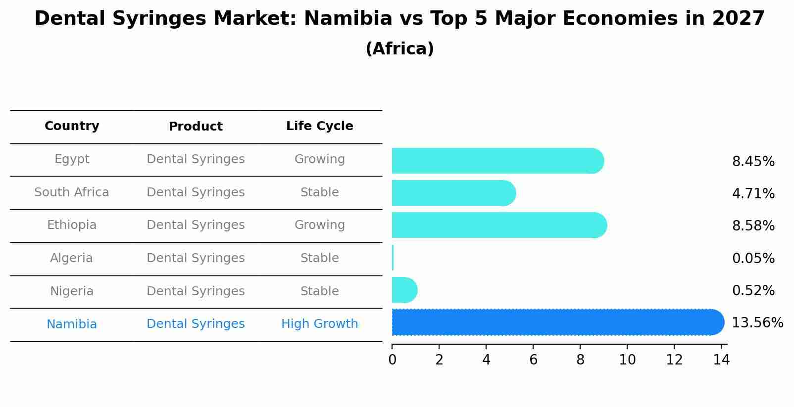 Dental Syringes Market: Namibia vs Top 5 Major Economies in 2027 (Africa)
