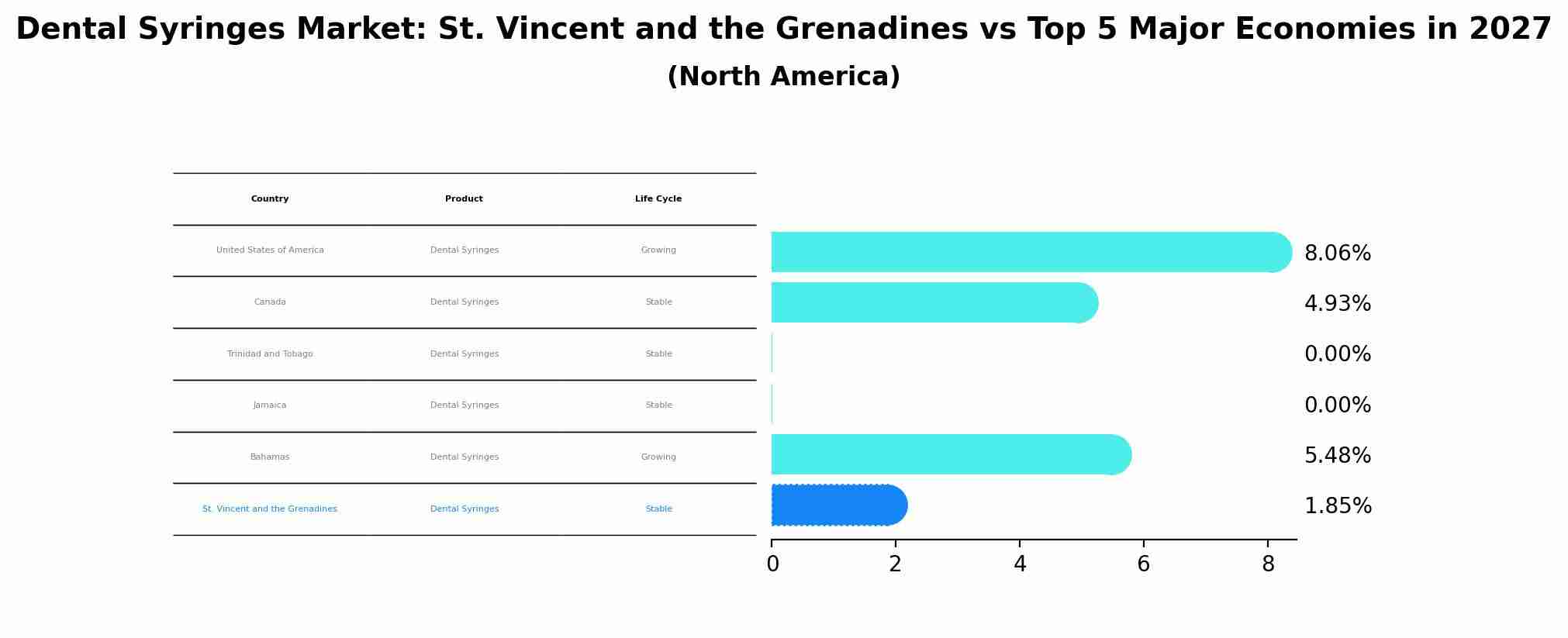 Dental Syringes Market: St. Vincent and the Grenadines vs Top 5 Major Economies in 2027 (North America)
