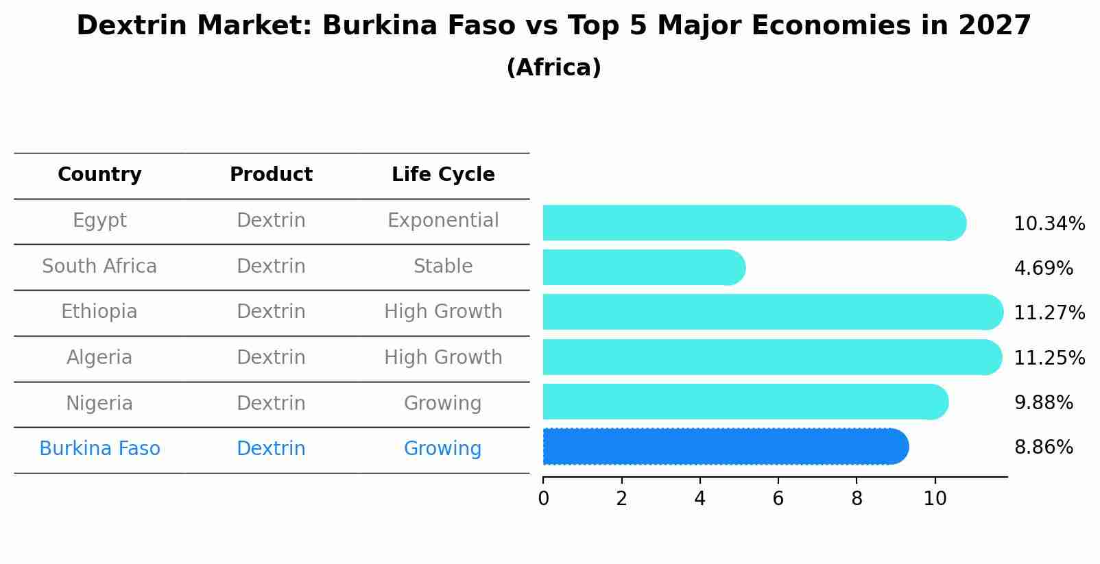 Dextrin Market: Burkina Faso vs Top 5 Major Economies in 2027 (Africa)
