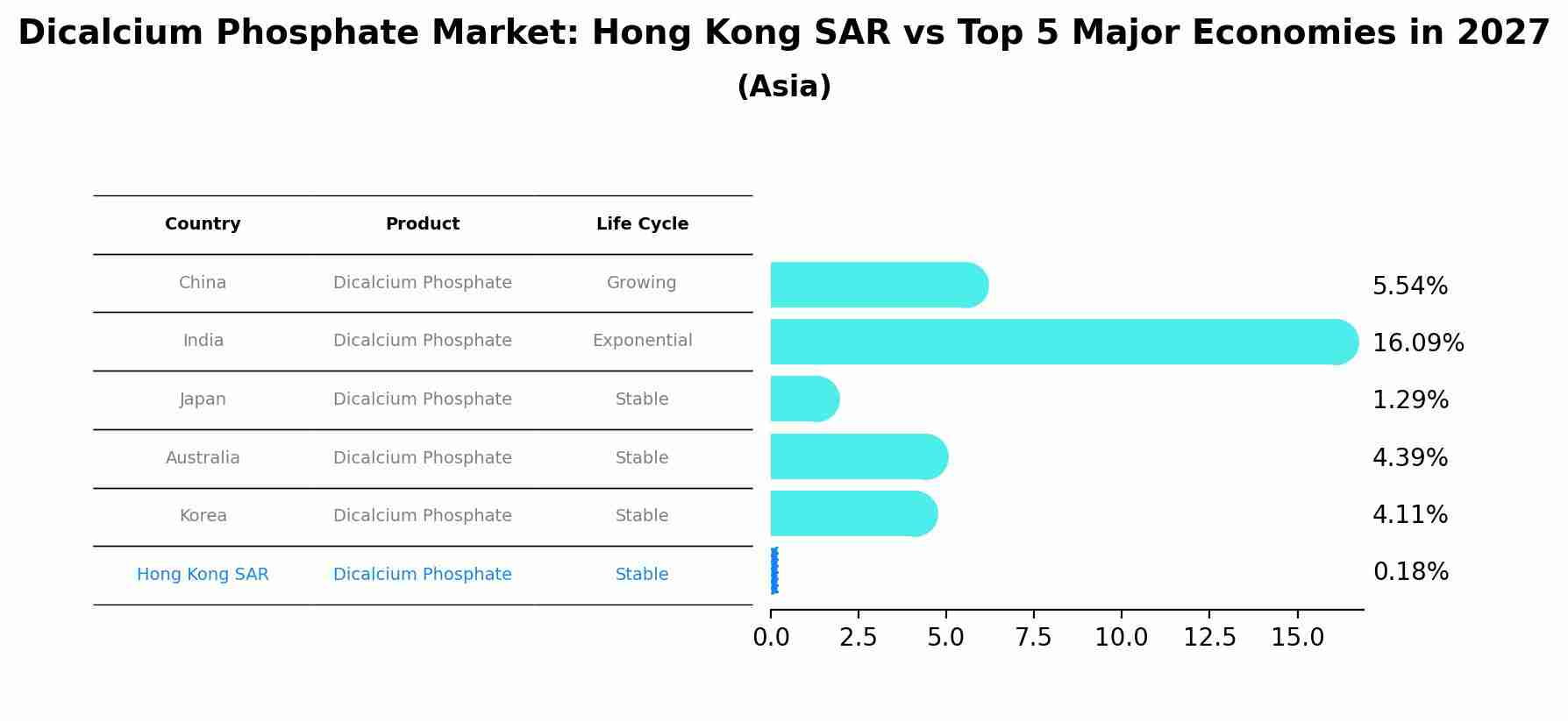 Dicalcium Phosphate Market: Hong Kong SAR vs Top 5 Major Economies in 2027 (Asia)
