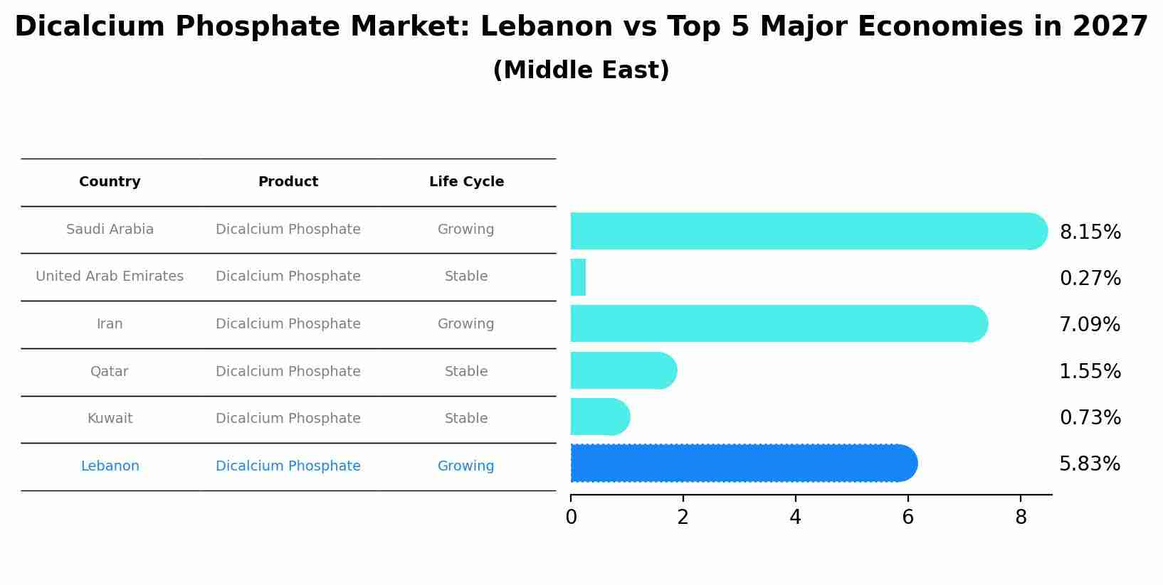 Dicalcium Phosphate Market: Lebanon vs Top 5 Major Economies in 2027 (Middle East)
