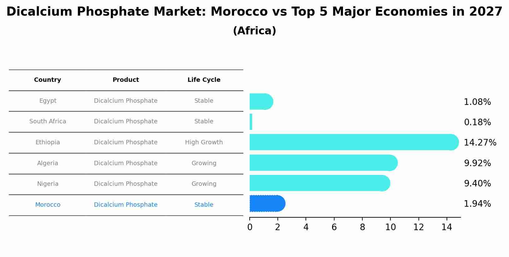 Dicalcium Phosphate Market: Morocco vs Top 5 Major Economies in 2027 (Africa)