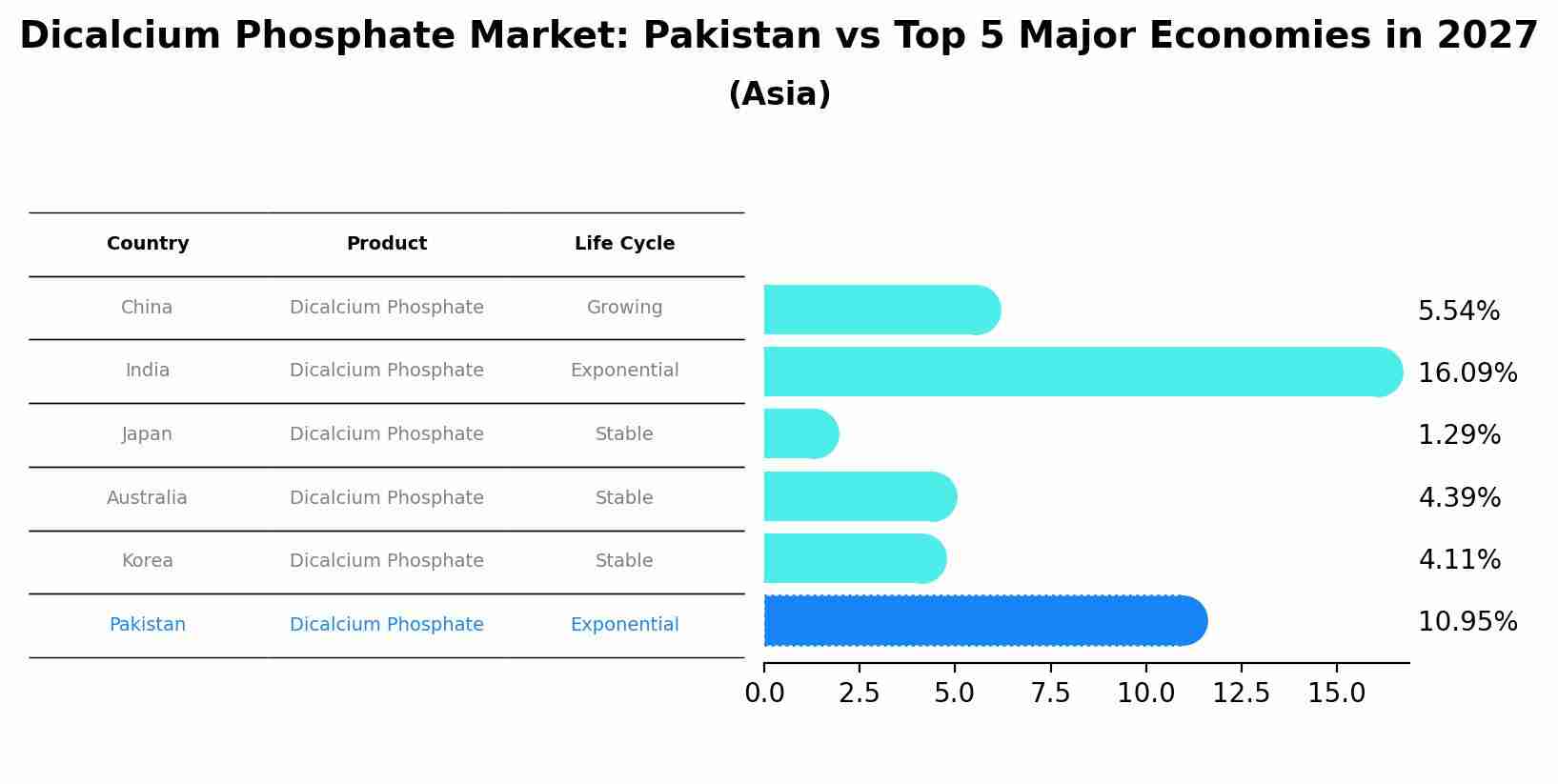 Dicalcium Phosphate Market: Pakistan vs Top 5 Major Economies in 2027 (Asia)