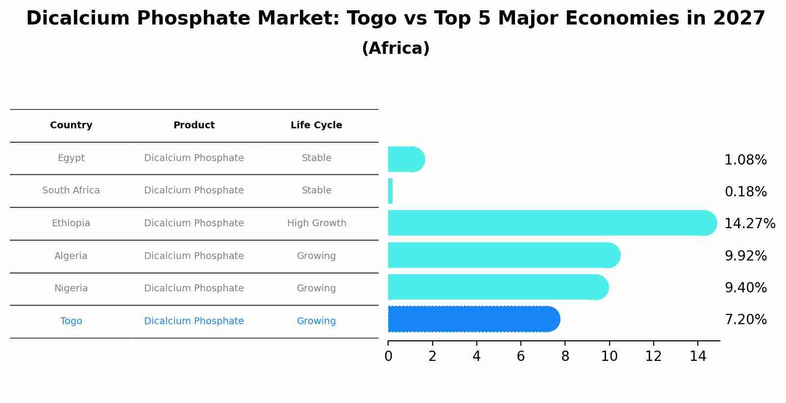 Dicalcium Phosphate Market: Togo vs Top 5 Major Economies in 2027 (Africa)