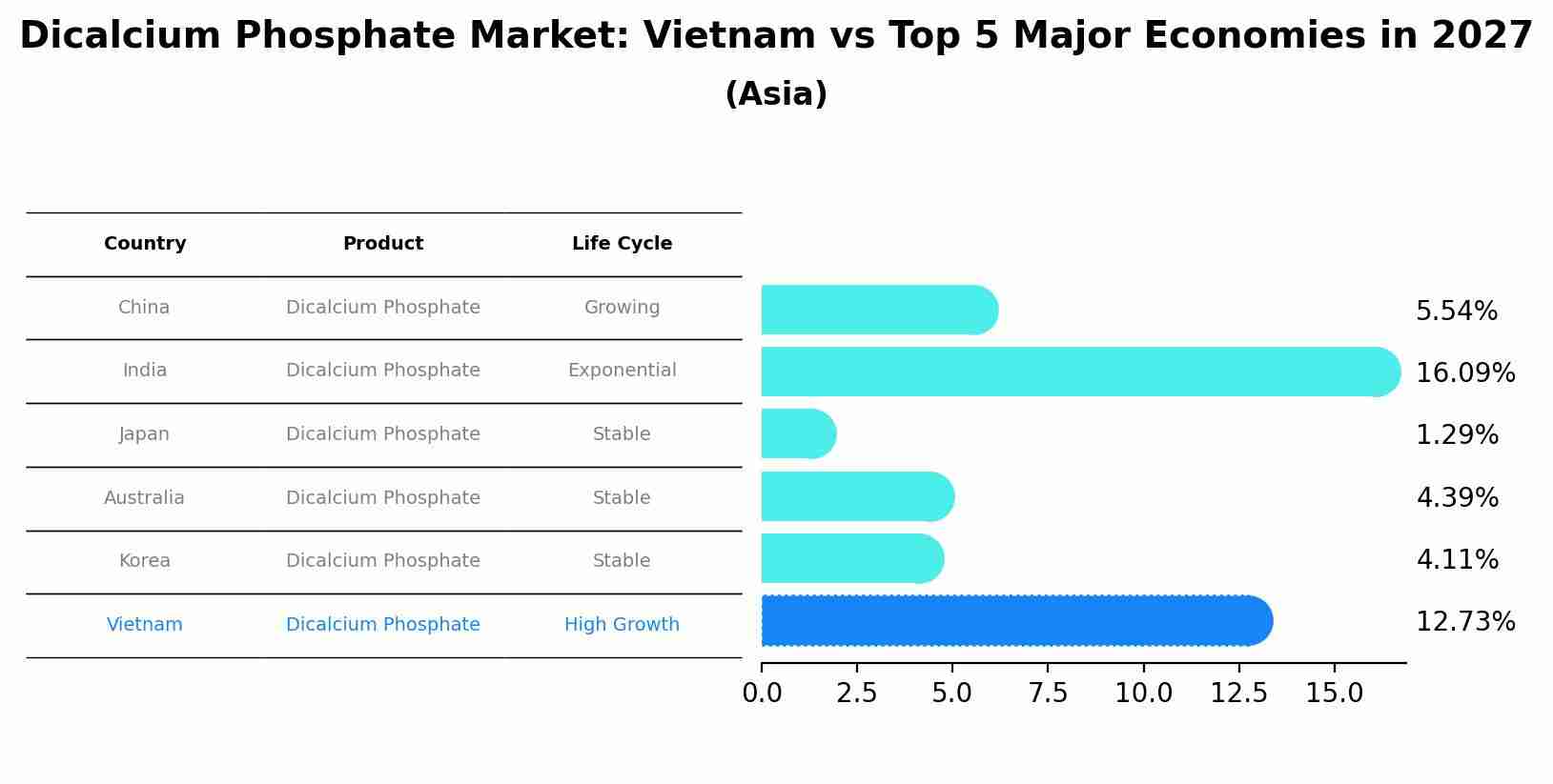 Dicalcium Phosphate Market: Vietnam vs Top 5 Major Economies in 2027 (Asia)