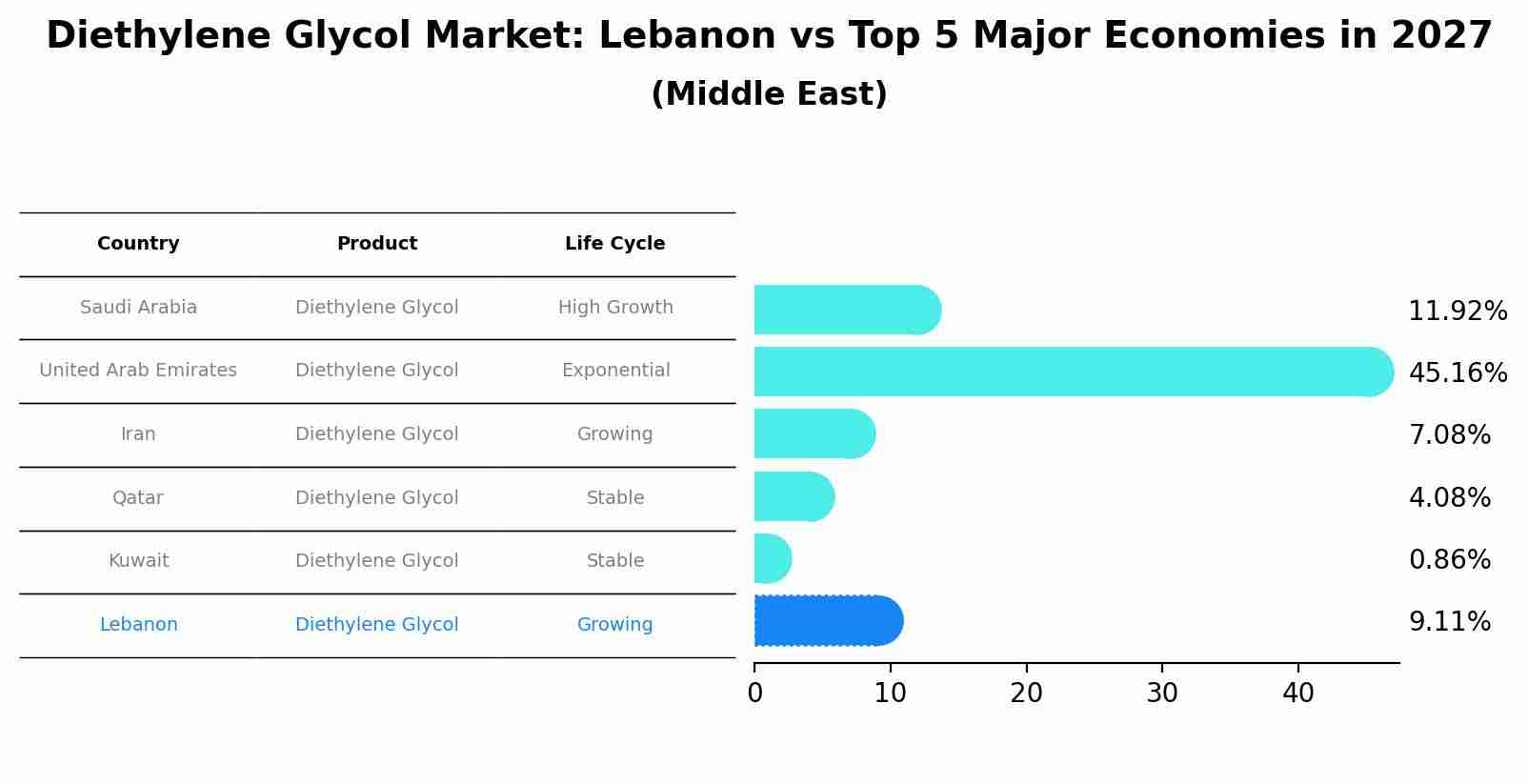 Diethylene Glycol Market: Lebanon vs Top 5 Major Economies in 2027 (Middle East)