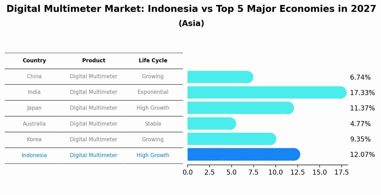Digital Multimeter Market: Indonesia vs Top 5 Major Economies in 2027 (Asia)