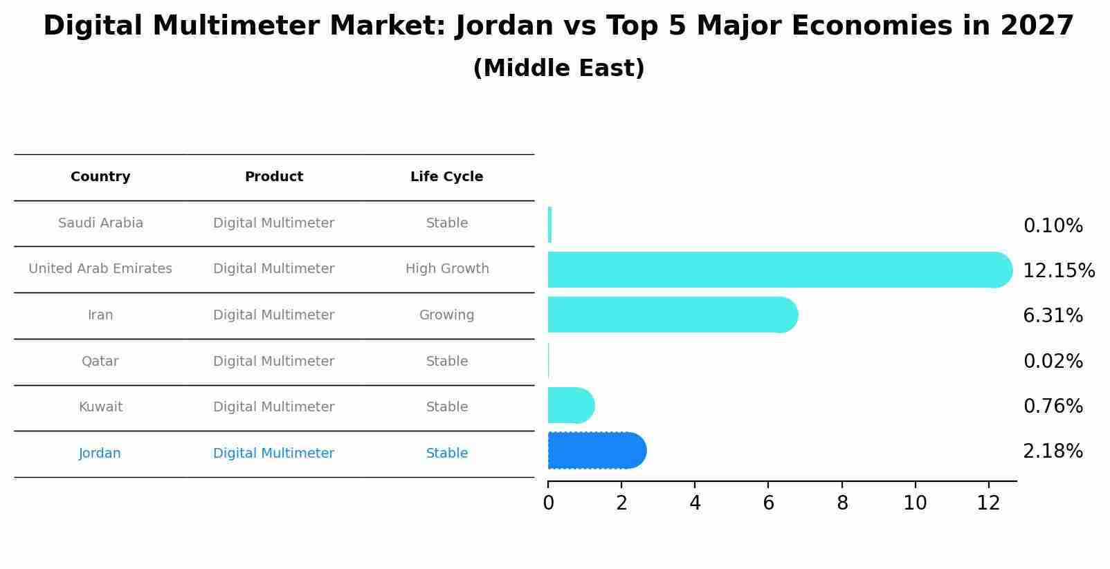 Digital Multimeter Market: Jordan vs Top 5 Major Economies in 2027 (Middle East)
