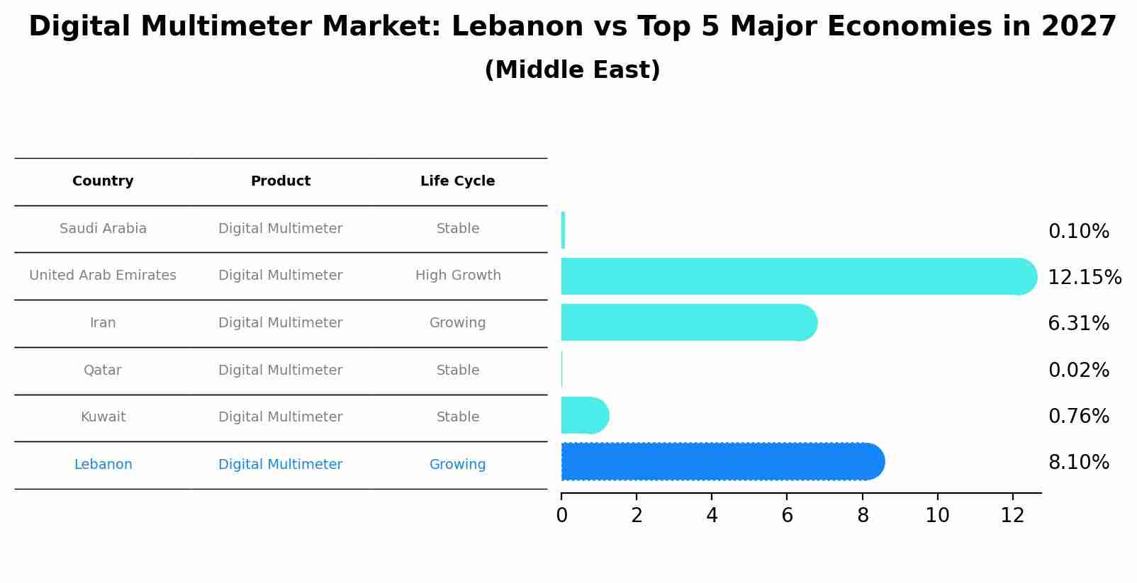 Digital Multimeter Market: Lebanon vs Top 5 Major Economies in 2027 (Middle East)
