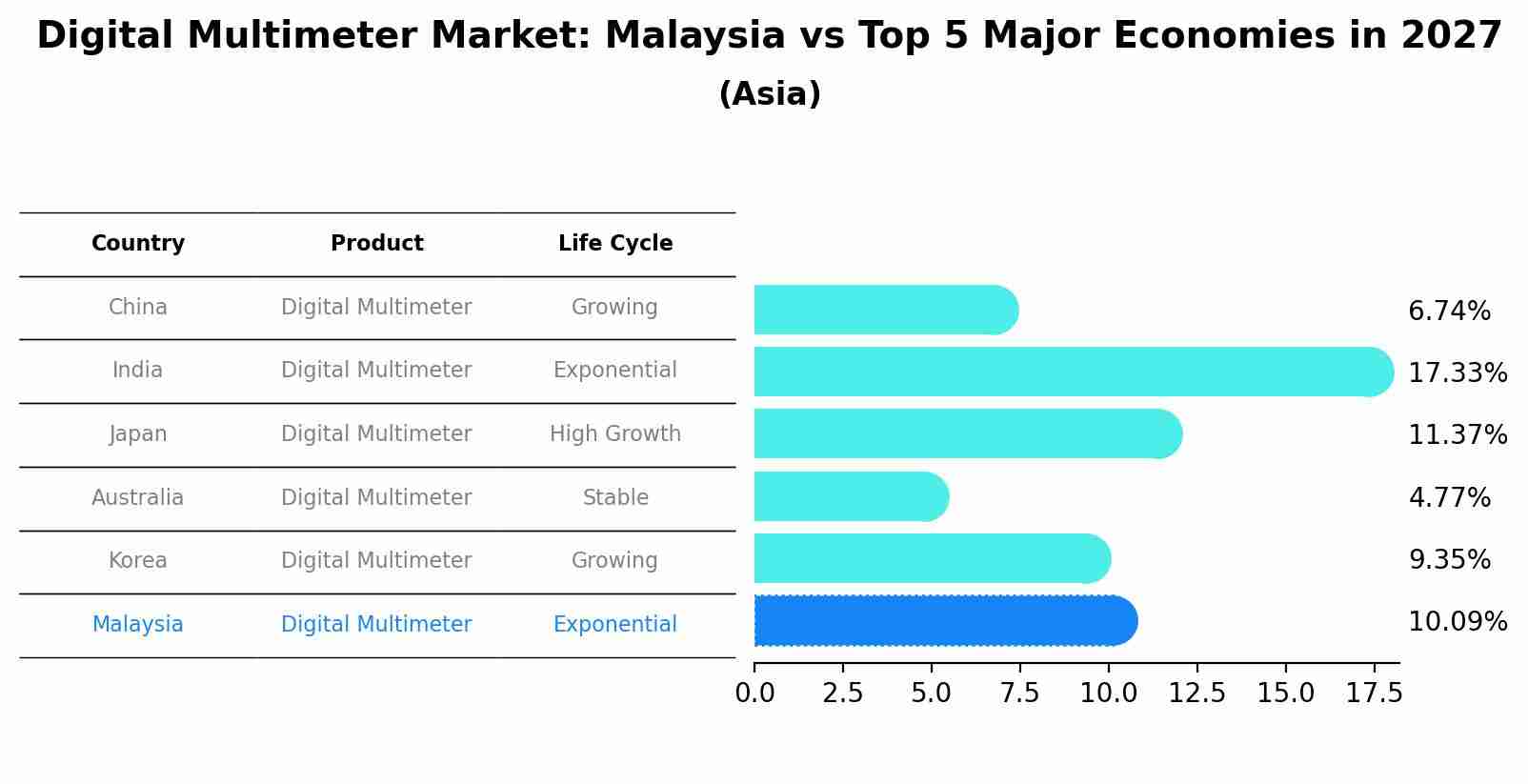Digital Multimeter Market: Malaysia vs Top 5 Major Economies in 2027 (Asia)