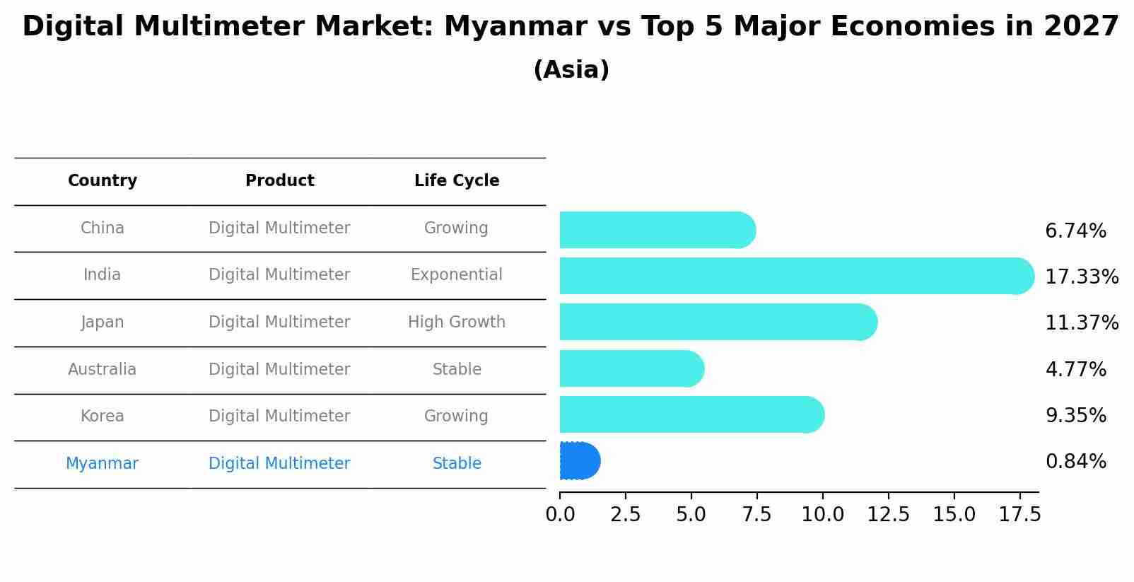 Digital Multimeter Market: Myanmar vs Top 5 Major Economies in 2027 (Asia)