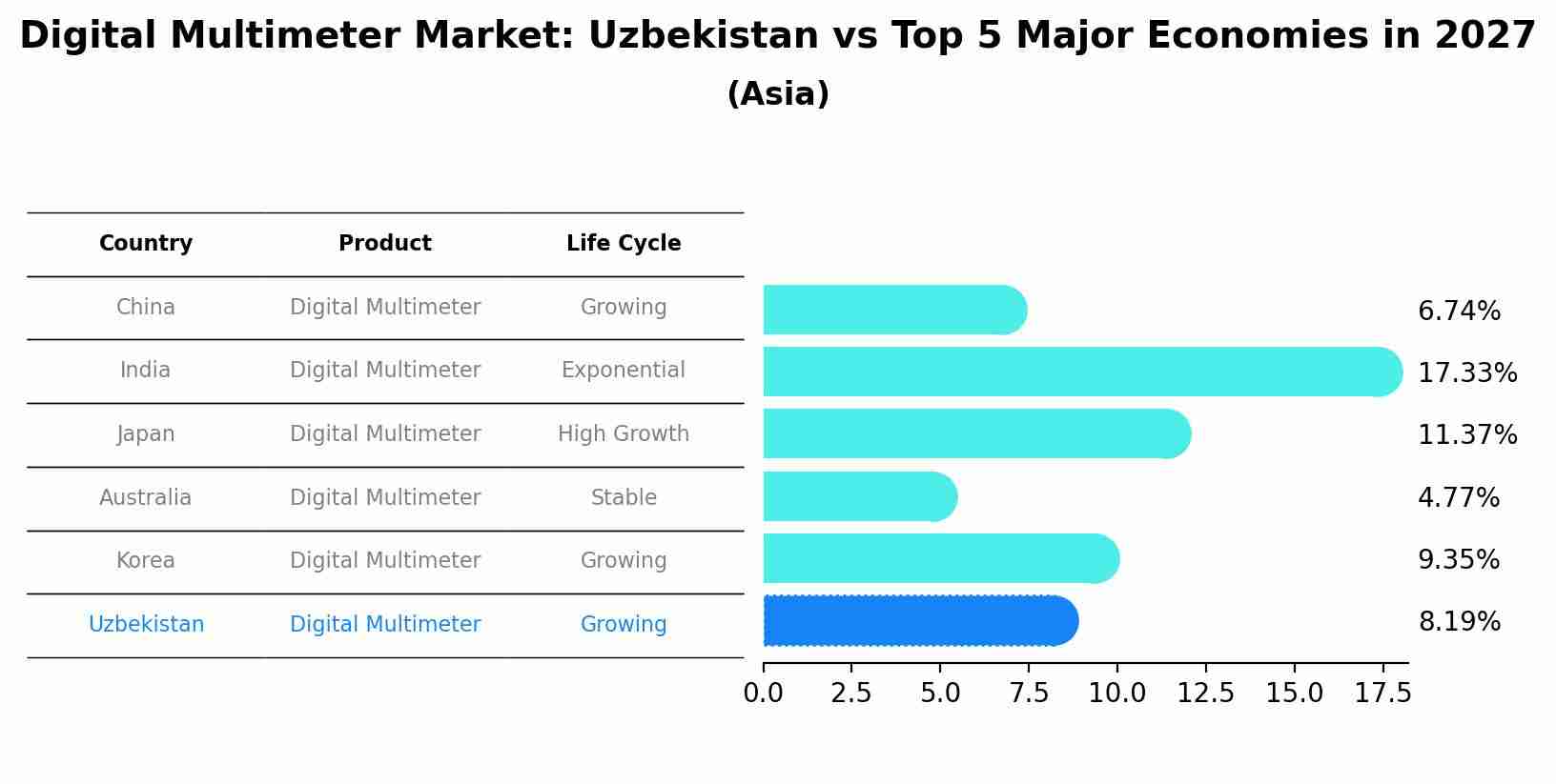 Digital Multimeter Market: Uzbekistan vs Top 5 Major Economies in 2027 (Asia)