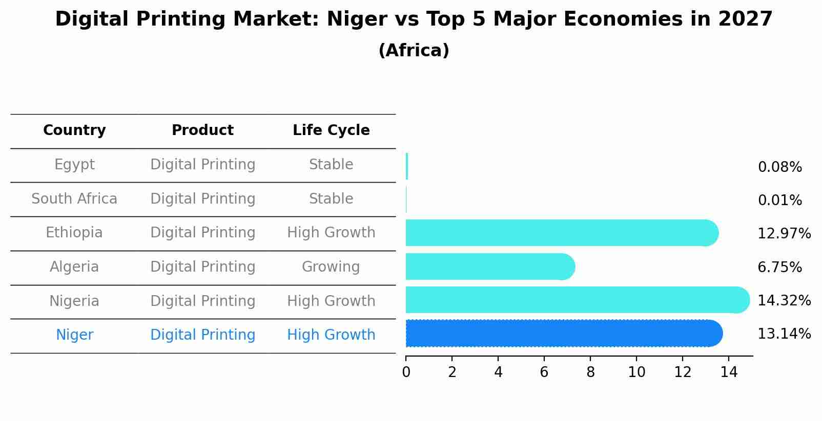Digital Printing Market: Niger vs Top 5 Major Economies in 2027 (Africa)