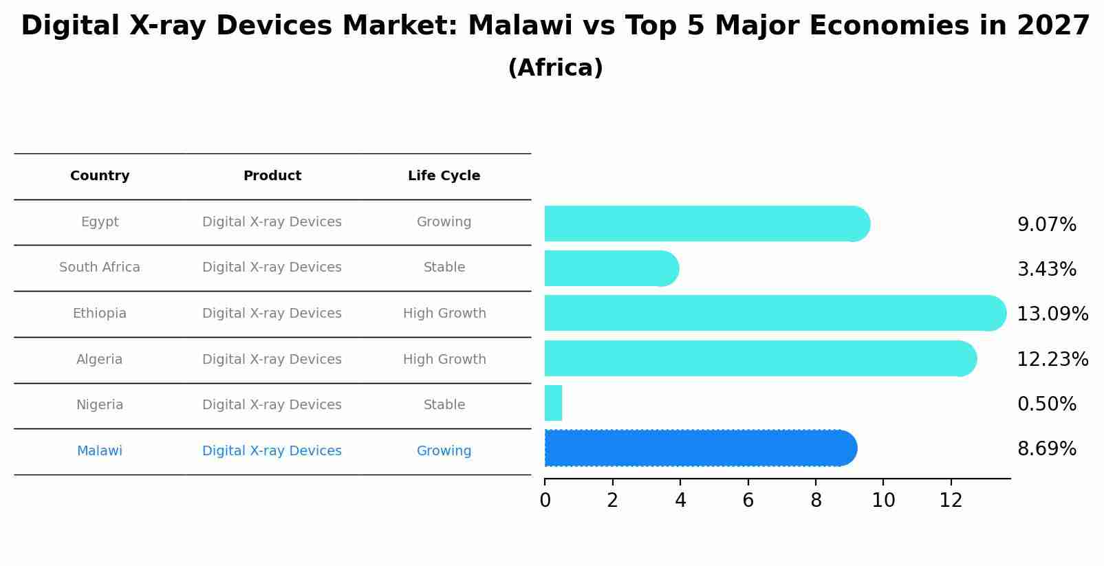 Digital X-ray Devices Market: Malawi vs Top 5 Major Economies in 2027 (Africa)