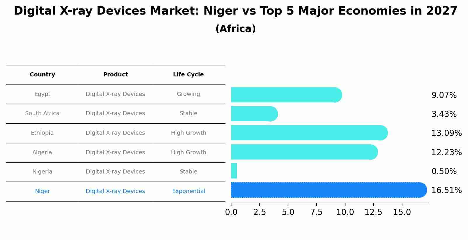 Digital X-ray Devices Market: Niger vs Top 5 Major Economies in 2027 (Africa)