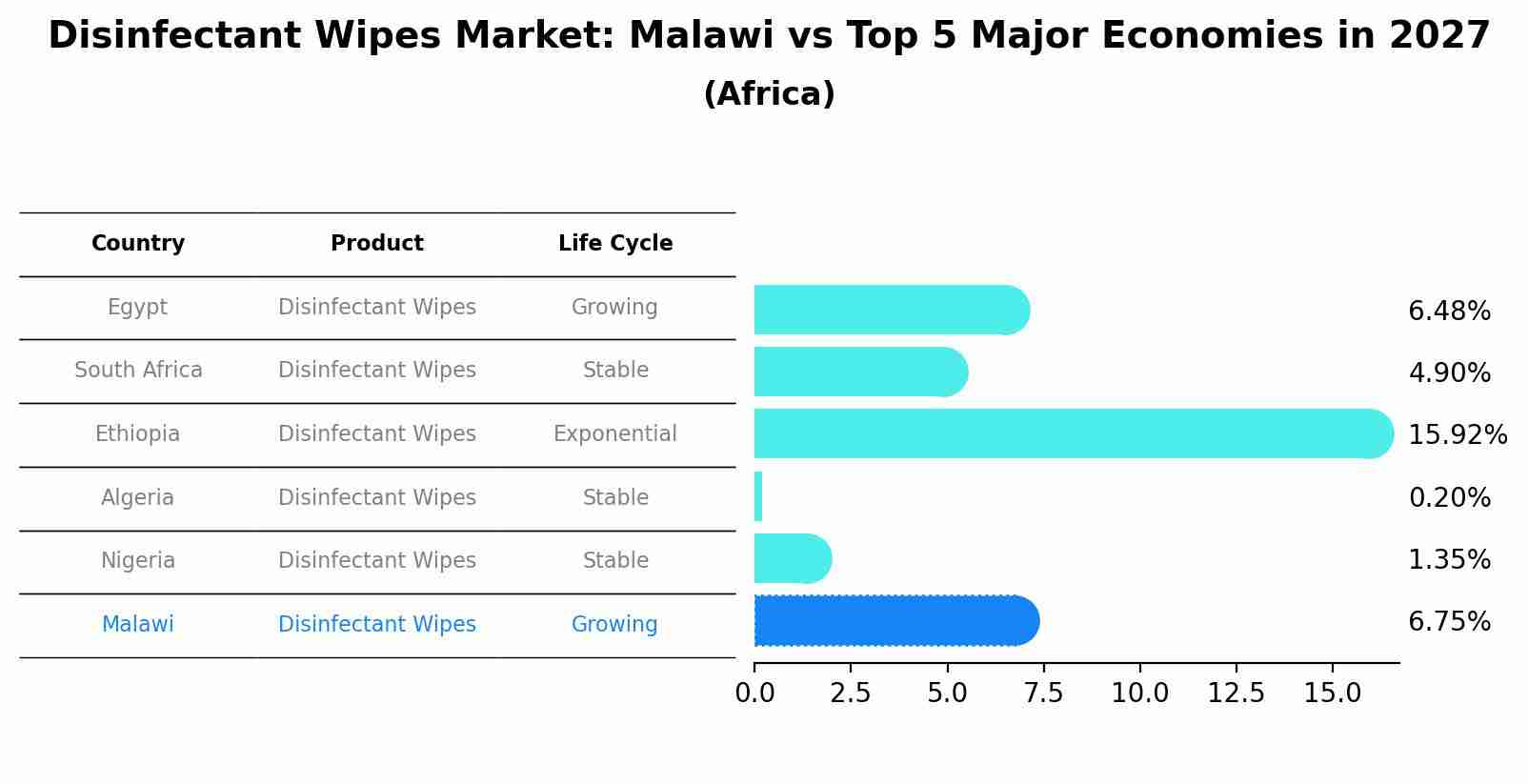 Disinfectant Wipes Market: Malawi vs Top 5 Major Economies in 2027 (Africa)