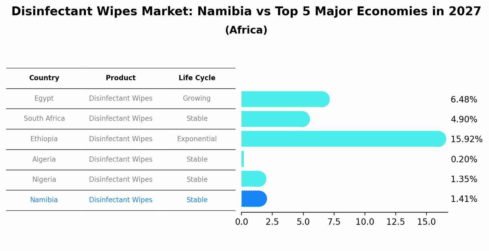 Disinfectant Wipes Market: Namibia vs Top 5 Major Economies in 2027 (Africa)