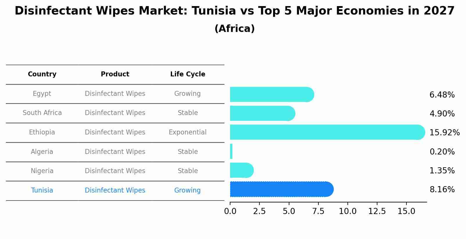 Disinfectant Wipes Market: Tunisia vs Top 5 Major Economies in 2027 (Africa)