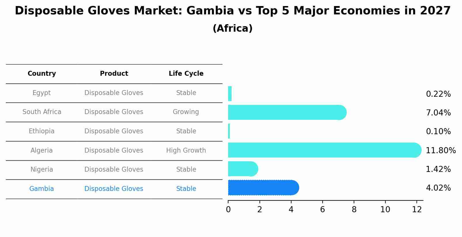 Disposable Gloves Market: Gambia vs Top 5 Major Economies in 2027 (Africa)
