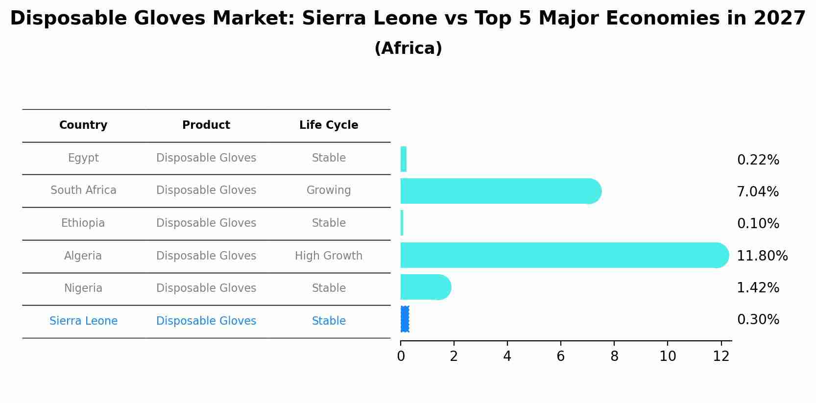 Disposable Gloves Market: Sierra Leone vs Top 5 Major Economies in 2027 (Africa)