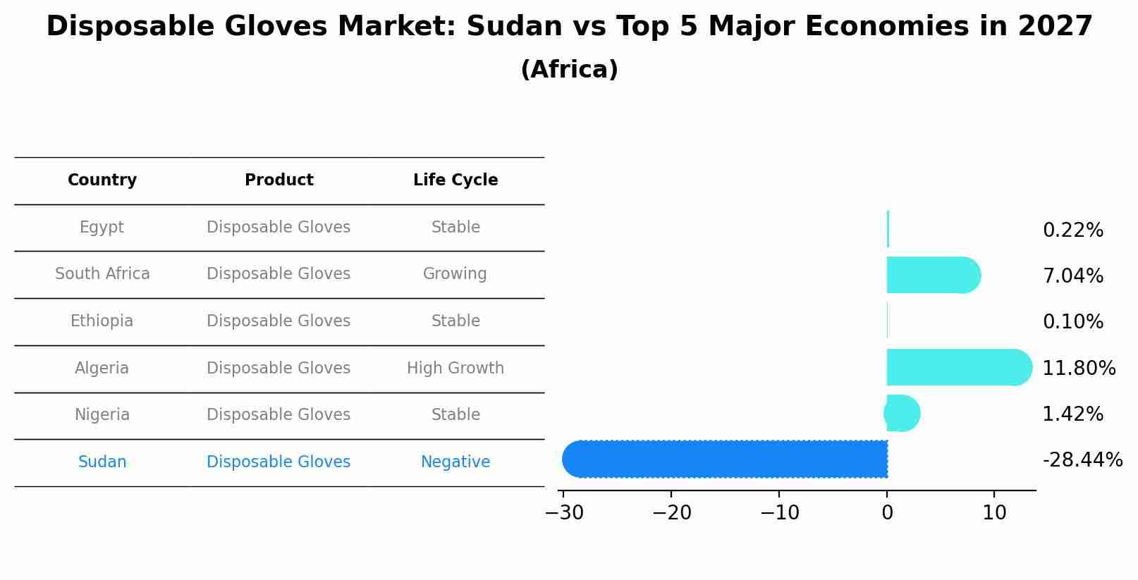 Disposable Gloves Market: Sudan vs Top 5 Major Economies in 2027 (Africa)
