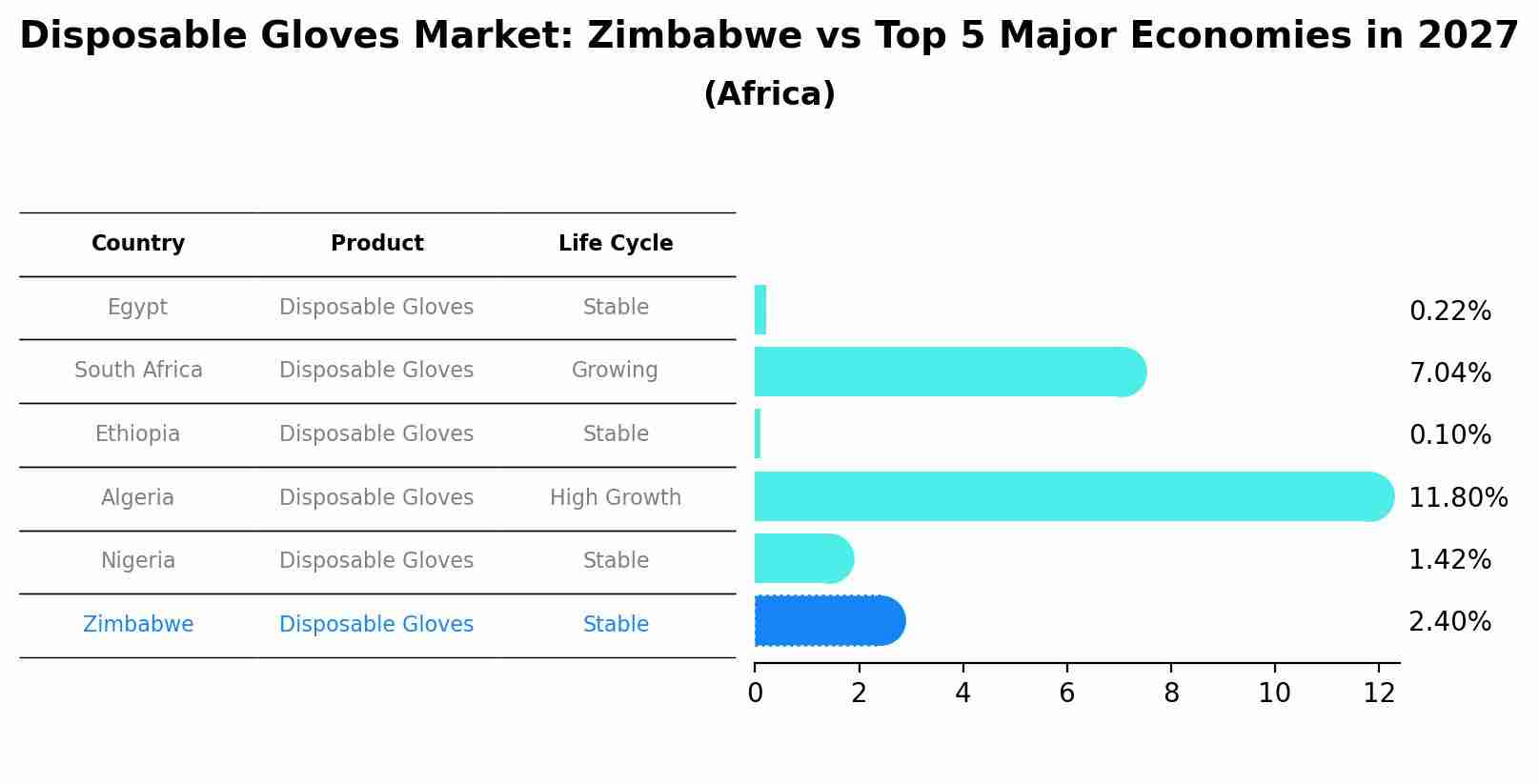Disposable Gloves Market: Zimbabwe vs Top 5 Major Economies in 2027 (Africa)