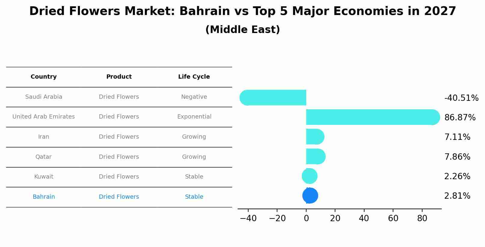 Dried Flowers Market: Bahrain vs Top 5 Major Economies in 2027 (Middle East)