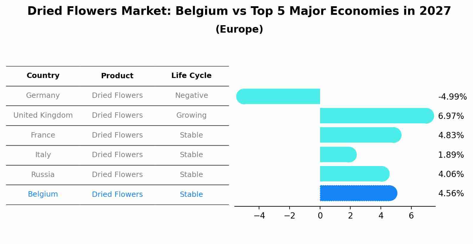 Dried Flowers Market: Belgium vs Top 5 Major Economies in 2027 (Europe)