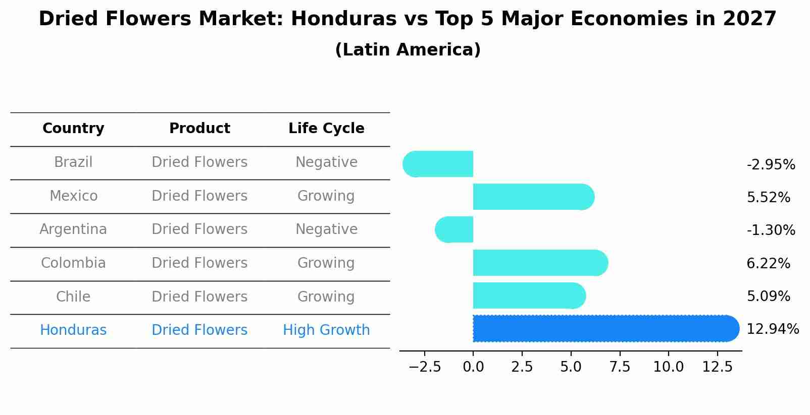 Dried Flowers Market: Honduras vs Top 5 Major Economies in 2027 (Latin America)