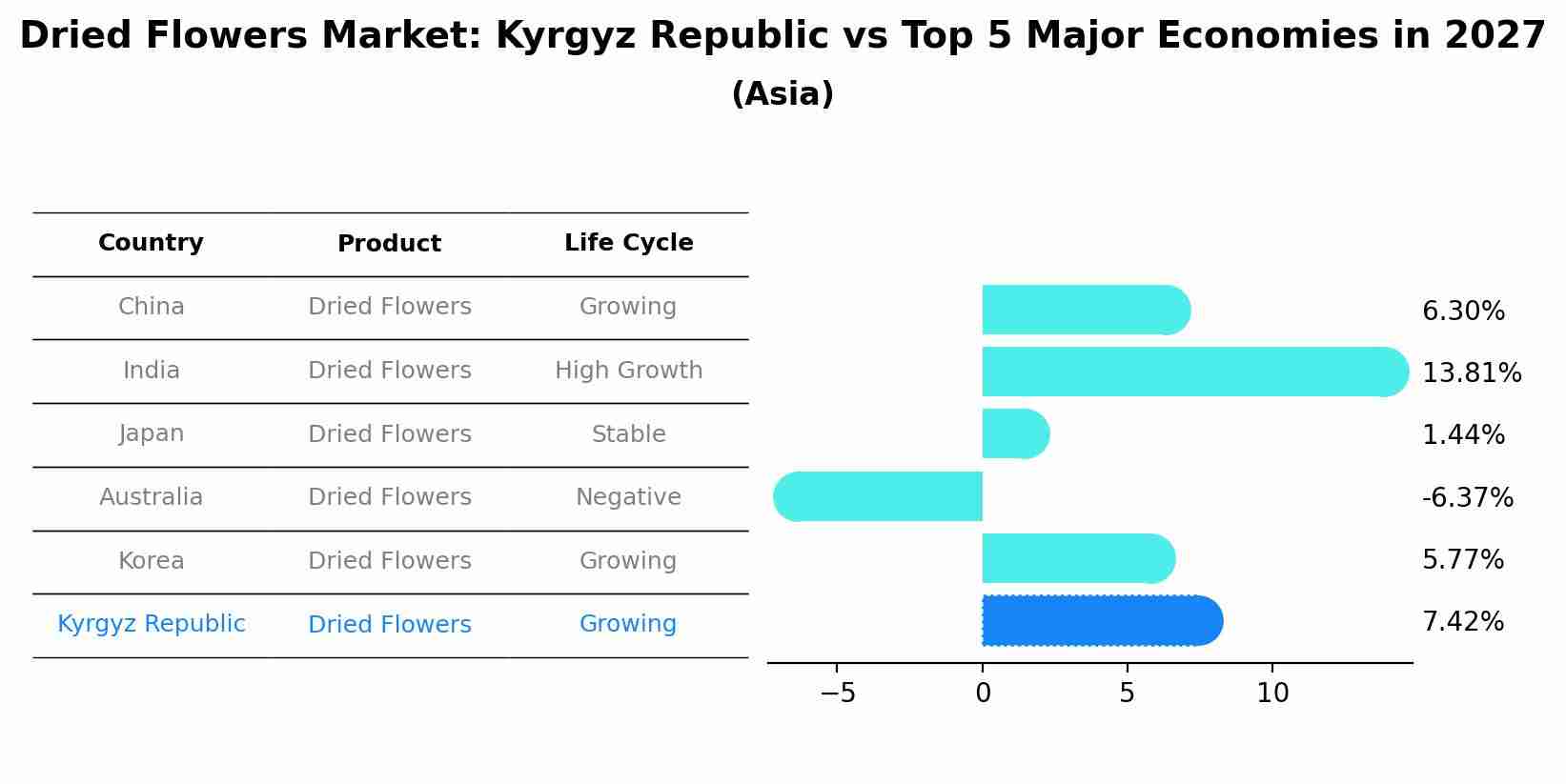 Dried Flowers Market: Kyrgyz Republic vs Top 5 Major Economies in 2027 (Asia)