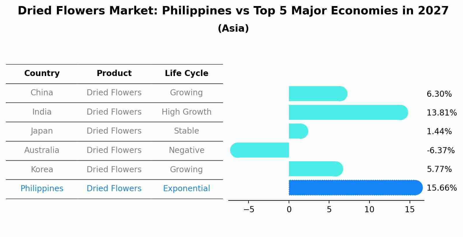 Dried Flowers Market: Philippines vs Top 5 Major Economies in 2027 (Asia)
