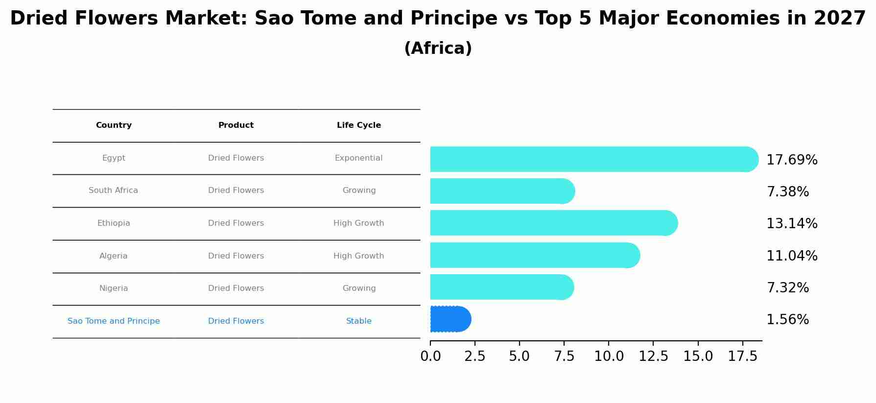 Dried Flowers Market: Sao Tome and Principe vs Top 5 Major Economies in 2027 (Africa)