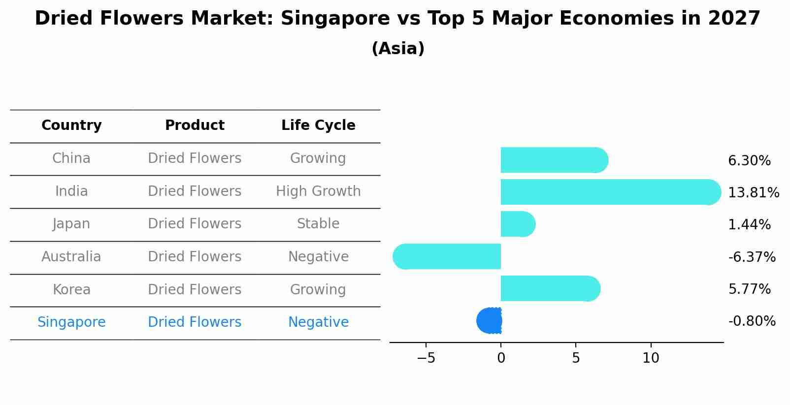 Dried Flowers Market: Singapore vs Top 5 Major Economies in 2027 (Asia)