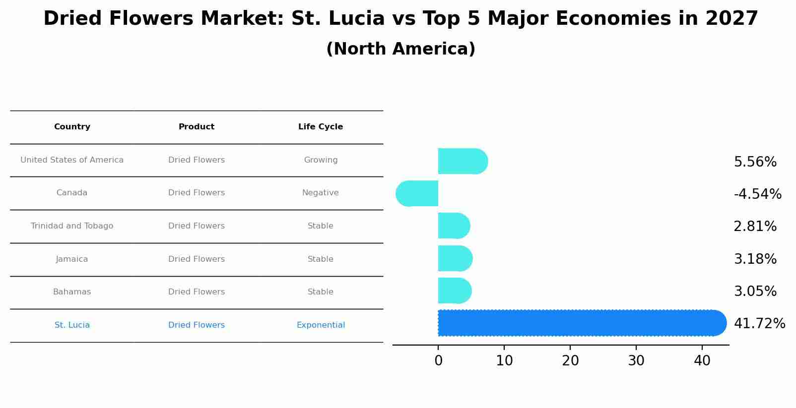 Dried Flowers Market: St. Lucia vs Top 5 Major Economies in 2027 (North America)