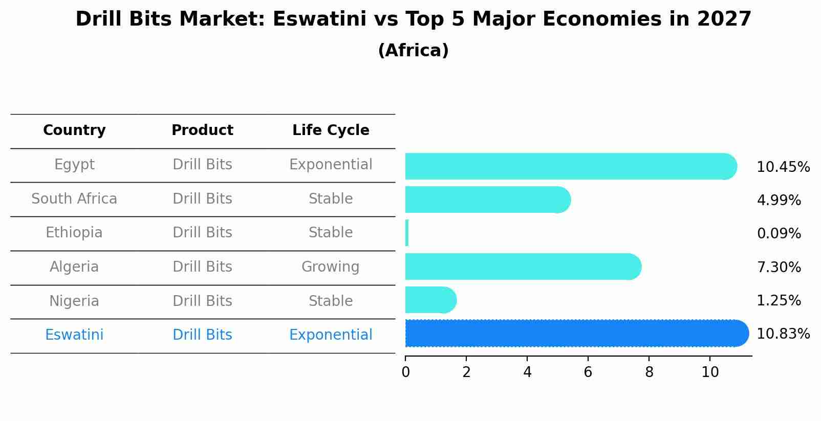 Drill Bits Market: Eswatini vs Top 5 Major Economies in 2027 (Africa)