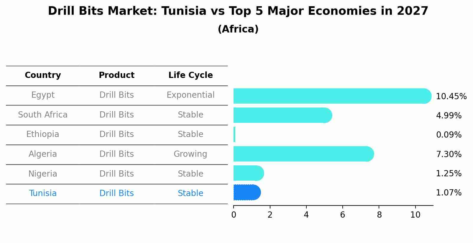 Drill Bits Market: Tunisia vs Top 5 Major Economies in 2027 (Africa)