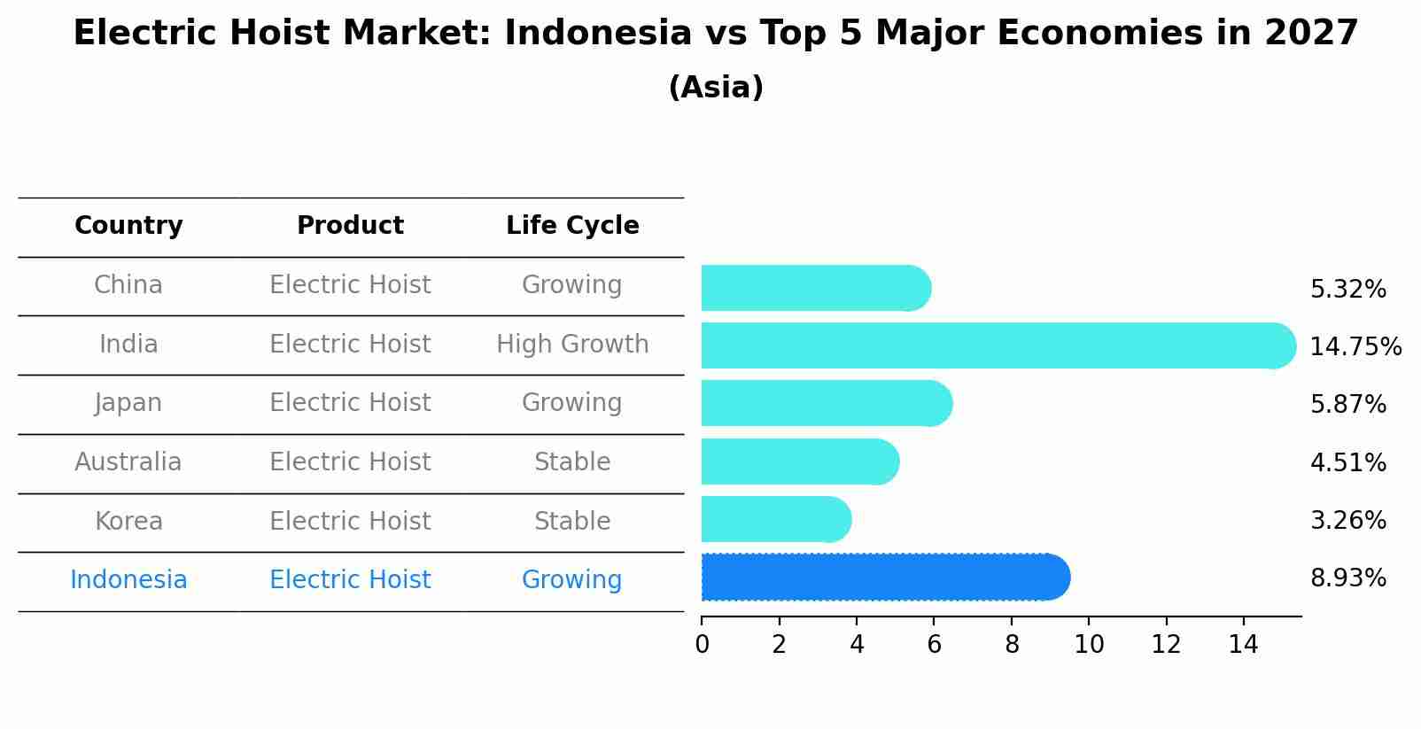 Electric Hoist Market: Indonesia vs Top 5 Major Economies in 2027 (Asia)